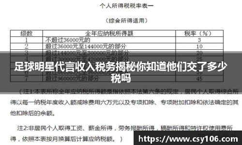 足球明星代言收入税务揭秘你知道他们交了多少税吗
